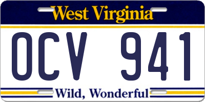WV license plate OCV941