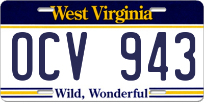 WV license plate OCV943