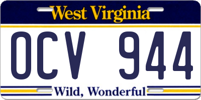 WV license plate OCV944