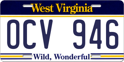 WV license plate OCV946