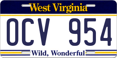 WV license plate OCV954