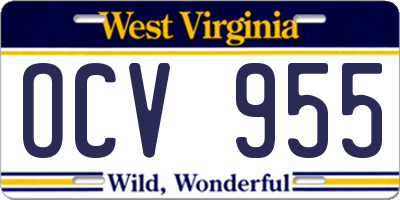 WV license plate OCV955