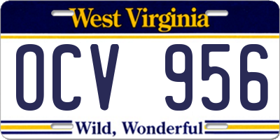 WV license plate OCV956