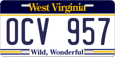 WV license plate OCV957
