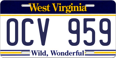 WV license plate OCV959