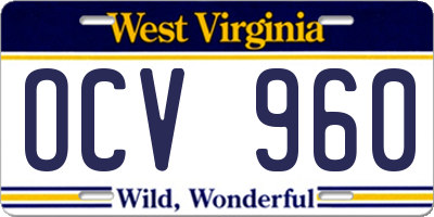 WV license plate OCV960