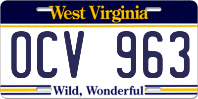 WV license plate OCV963