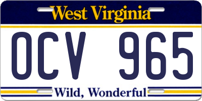 WV license plate OCV965