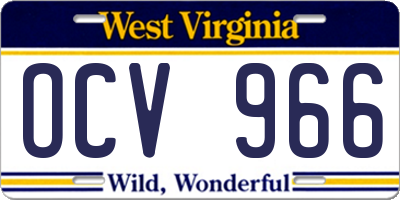 WV license plate OCV966