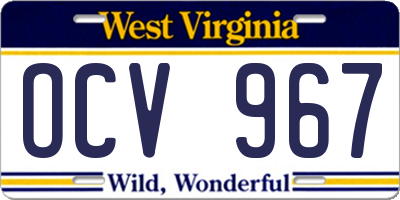 WV license plate OCV967