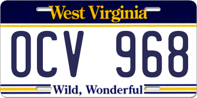 WV license plate OCV968