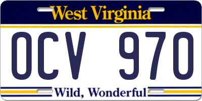 WV license plate OCV970