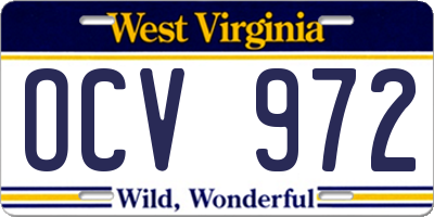 WV license plate OCV972