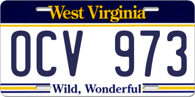 WV license plate OCV973