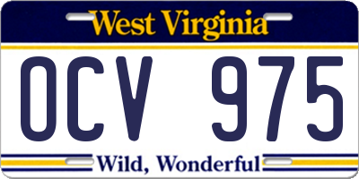 WV license plate OCV975