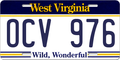 WV license plate OCV976