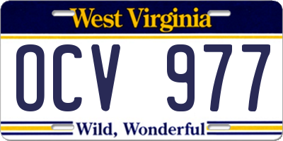 WV license plate OCV977