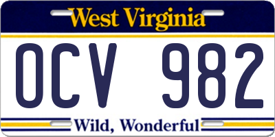 WV license plate OCV982