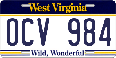 WV license plate OCV984