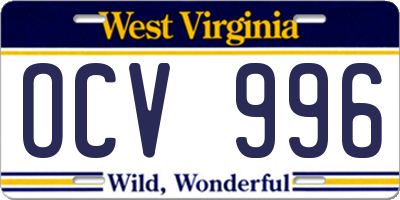 WV license plate OCV996