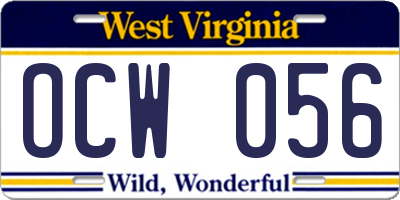WV license plate OCW056