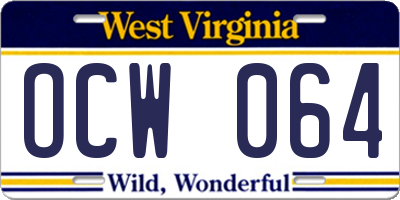 WV license plate OCW064