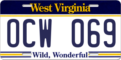 WV license plate OCW069