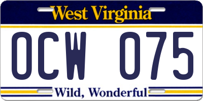 WV license plate OCW075