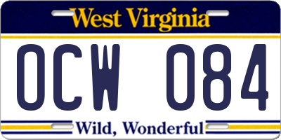 WV license plate OCW084