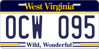 WV license plate OCW095
