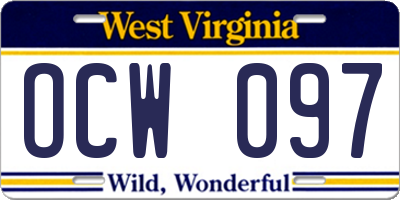 WV license plate OCW097