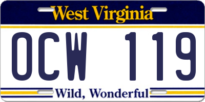 WV license plate OCW119