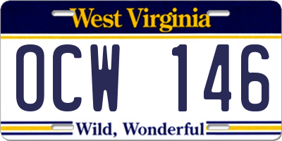 WV license plate OCW146