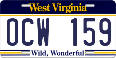 WV license plate OCW159