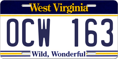 WV license plate OCW163