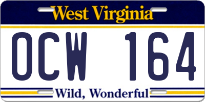 WV license plate OCW164