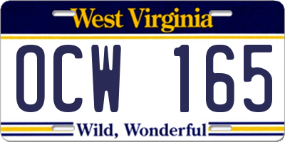WV license plate OCW165