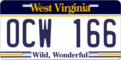 WV license plate OCW166