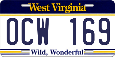 WV license plate OCW169