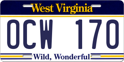 WV license plate OCW170
