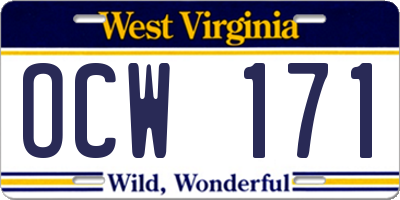 WV license plate OCW171