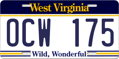 WV license plate OCW175