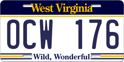 WV license plate OCW176