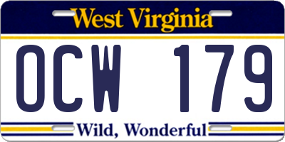 WV license plate OCW179