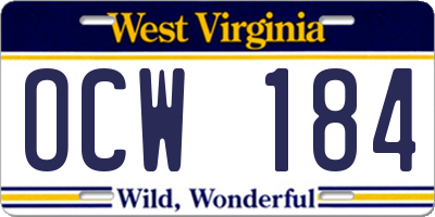 WV license plate OCW184