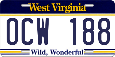 WV license plate OCW188