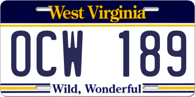 WV license plate OCW189
