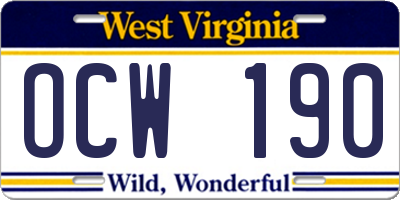 WV license plate OCW190