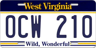 WV license plate OCW210