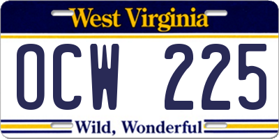 WV license plate OCW225